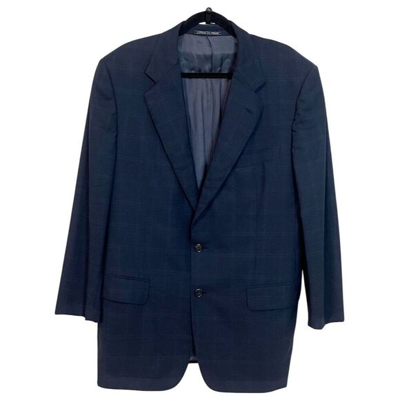 Ermenegildo Zegna Other - Ermenegildo Zegna Men's 52R Blue Wool Plaid Blazer Formal Designer Business